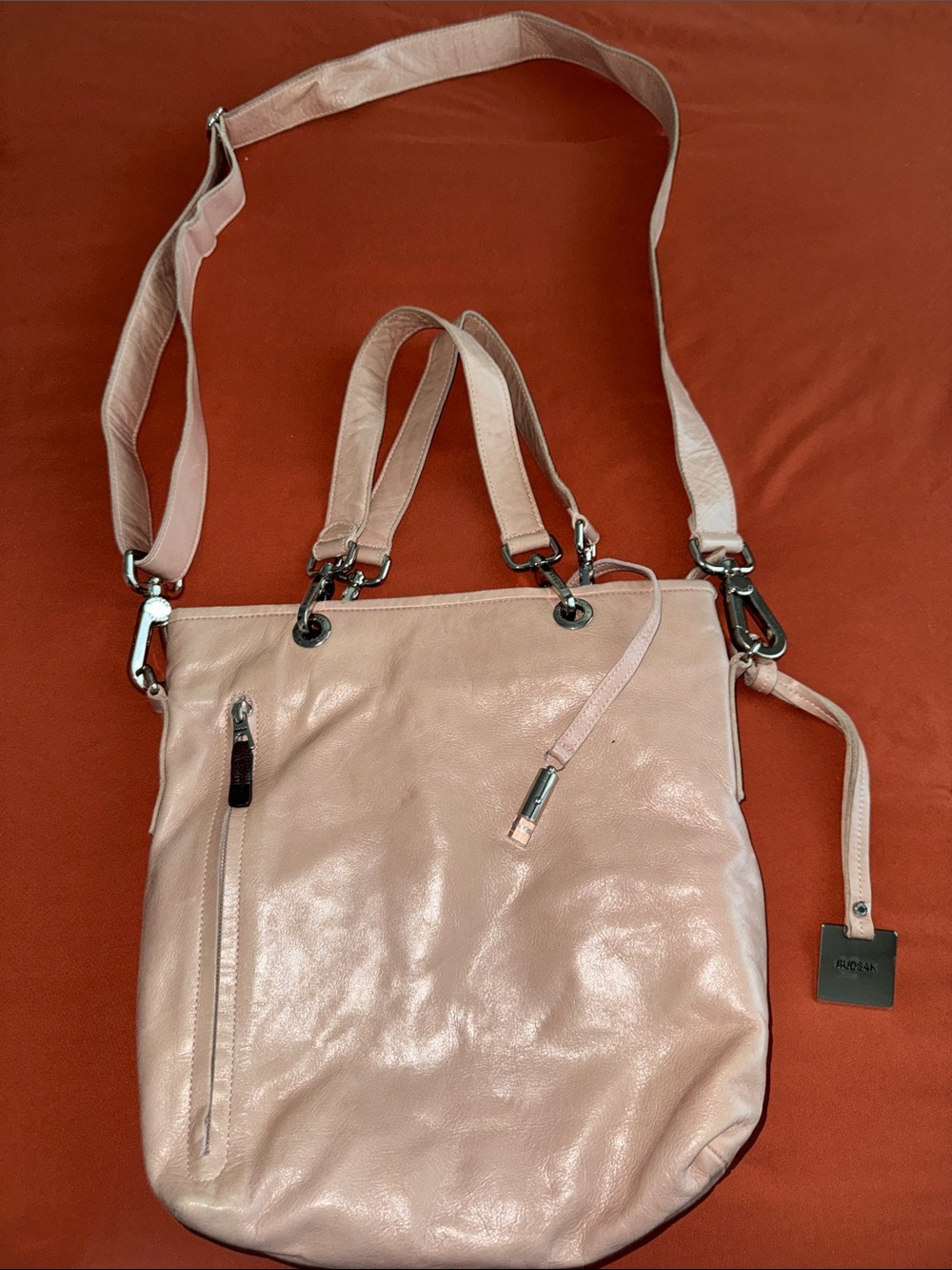 Rudsak Convertible Hobo Tote Crossbody Bag - Metallic Rose